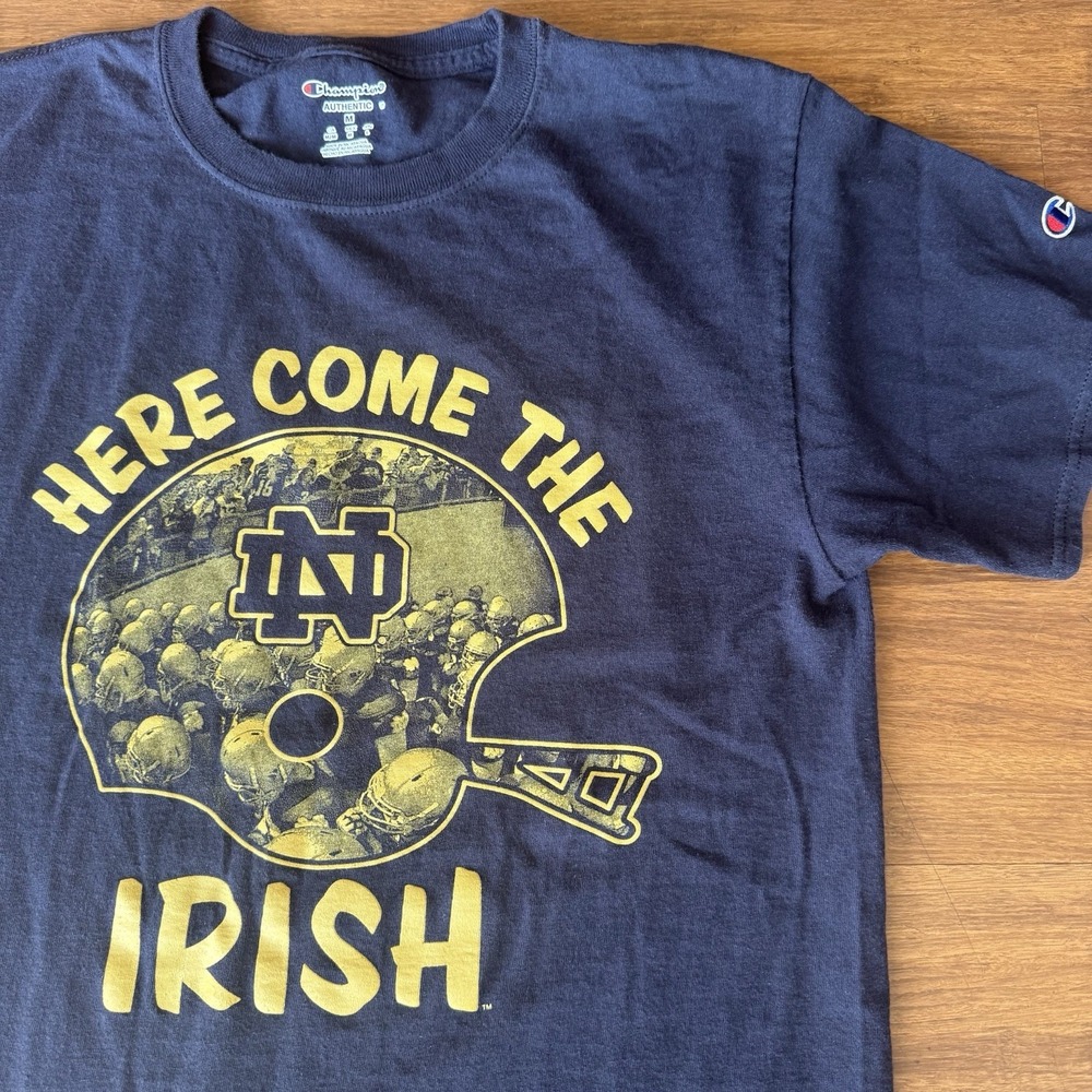 Champion Notre Dame HERE COME THE IRISH T-Shirt Men Medium Football Navy Blue
